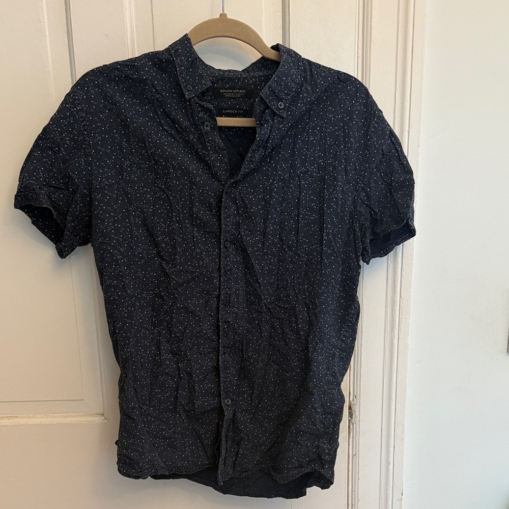 Banana Republic Dark Blue Patterned Casual Shirt